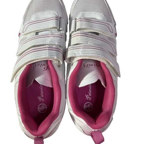 Patavinity Cycling Shoes Spin/Road Bike Women's Size 8 White Pink 3 Bolt Clip In - Picture 4 of 4